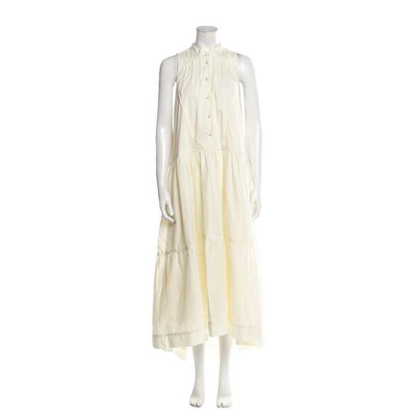 Jonathan Simkhai Dresses & Skirts - JONATHAN SIMKHAI Ivory Cotton Tiered Sleeveless Mock Neck Midi Tent Dress Size M
